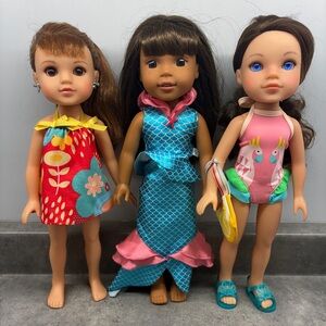 Lot of three 14” dolls